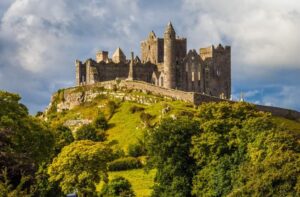Rock of Cashel medieval castle ruins on a hilltop in Ireland